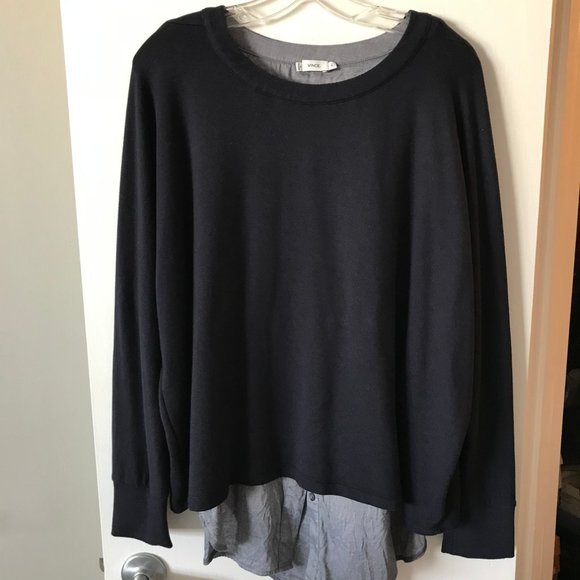 VINCE Womens top Sz M Navy blue layered top shirt - Picture 9 of 9